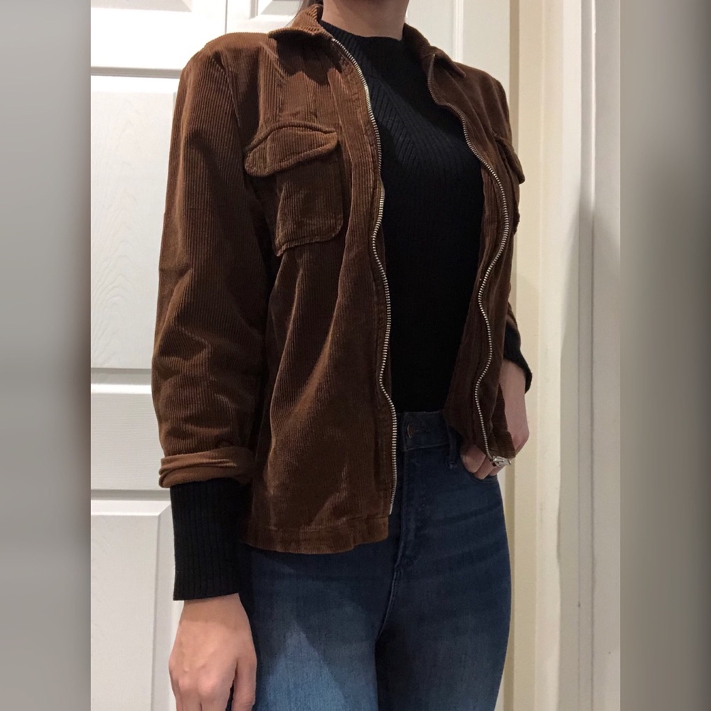 Vintage looking brown corduroy shirt jacket